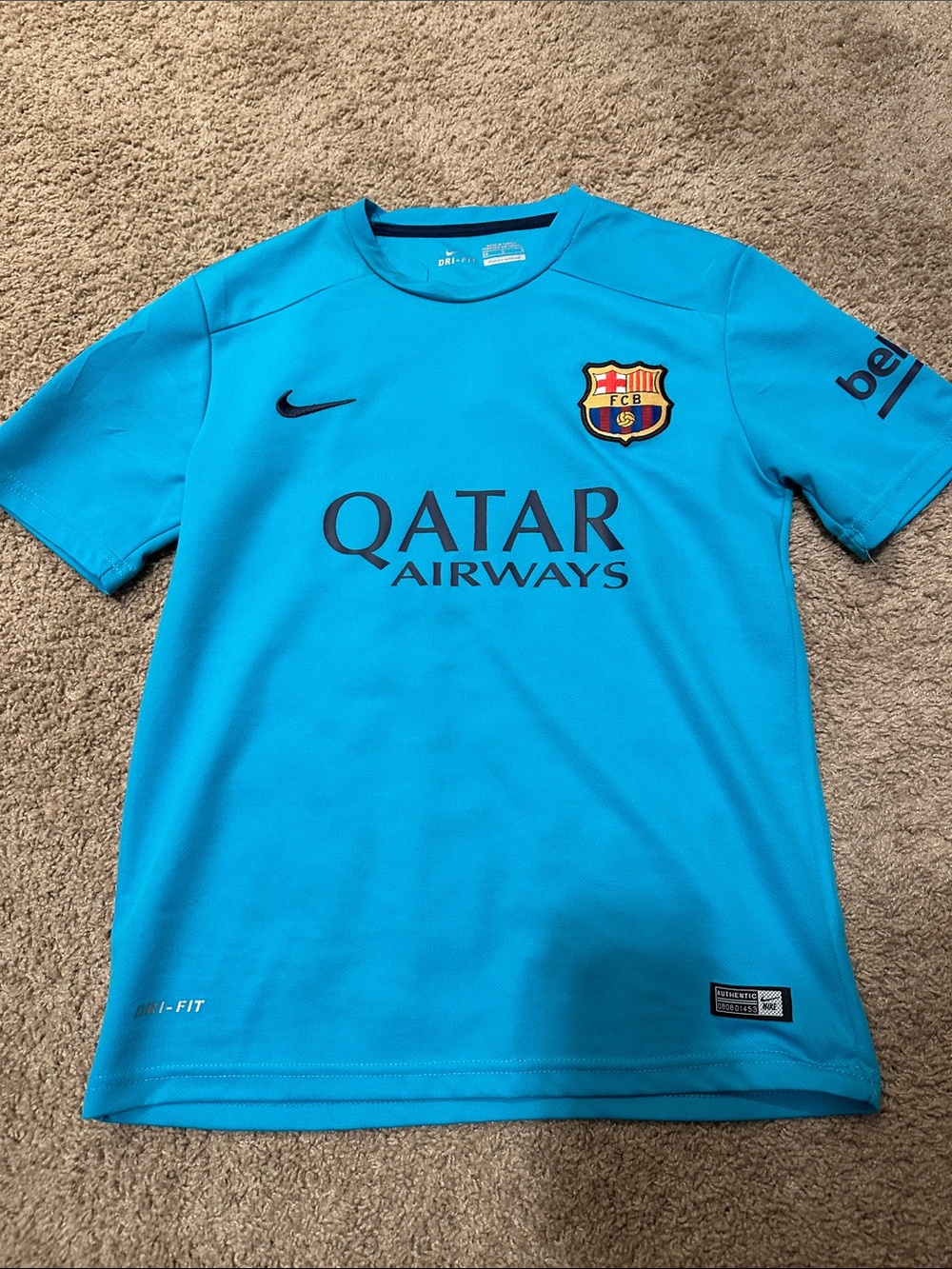 Nike FC Barcelona Adults/Kids' Blue Soccer Jersey - Qatar Airways